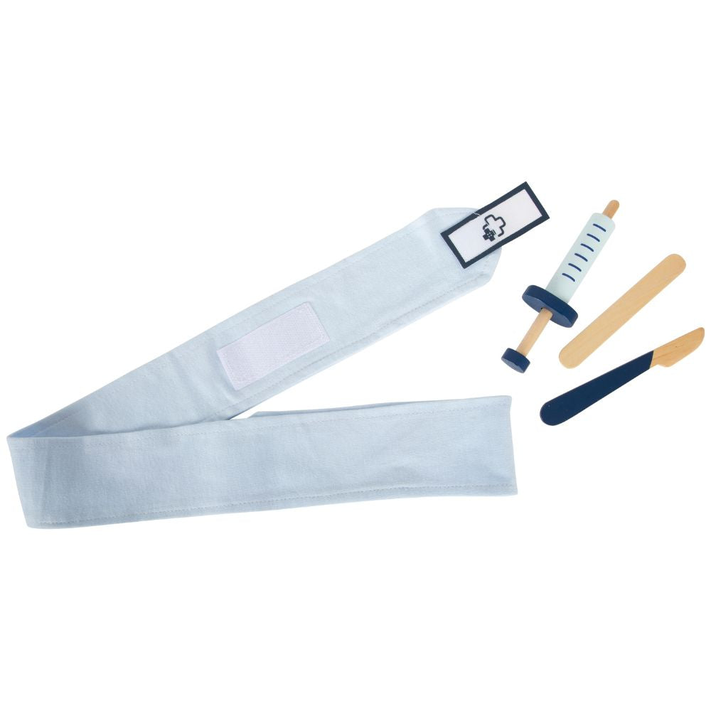Geantă de doctor cu accesorii din lemn, Small Foot, 18 piese, 3 ani+