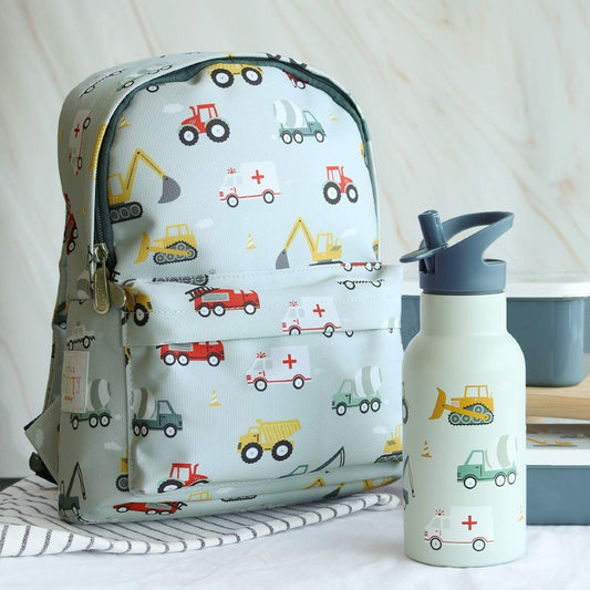 Ghiozdan copii, Vehicule, A Little Lovely Company, 3-5 ani, 23,5x30 cm