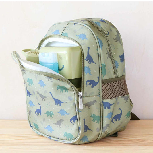 Ghiozdan copii cu 2 compartimente, Dinozauri, A Little Lovely Company, 5-8 ani, 27 x 32