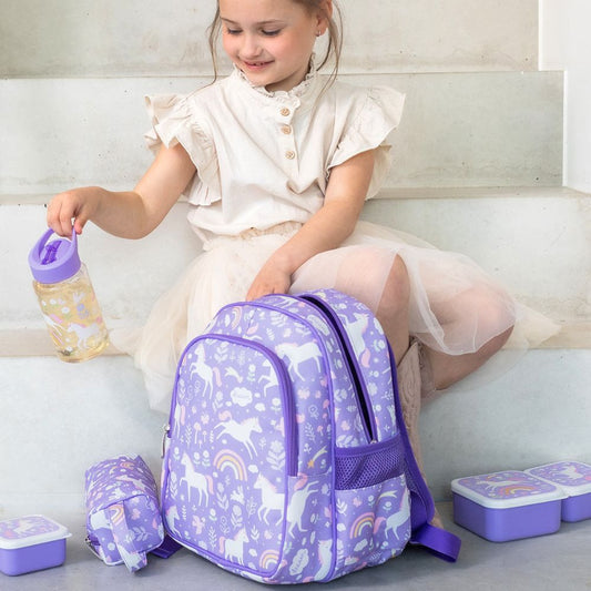 Ghiozdan copii cu 2 compartimente, Unicorn, A Little Lovely Company, 5-8 ani, 27 x 32