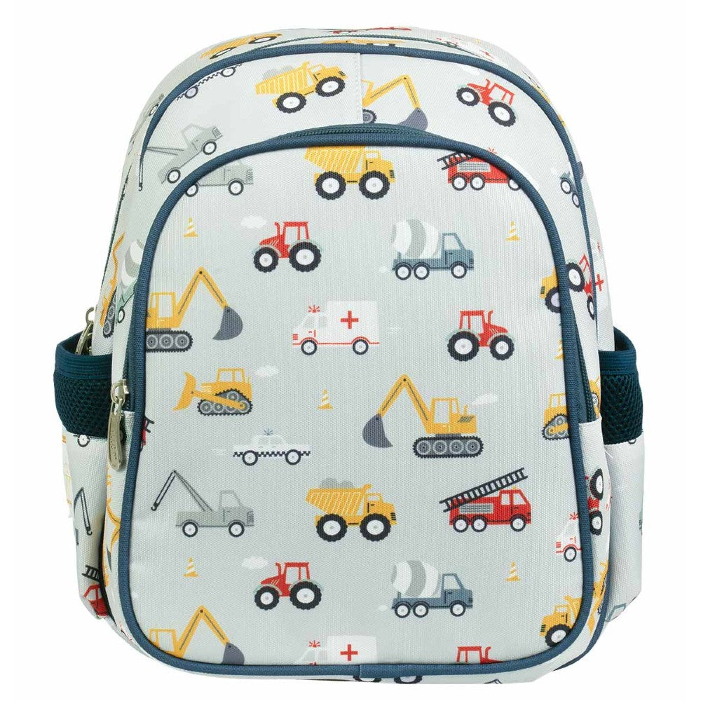 Ghiozdan copii cu 2 compartimente, Vehicule, A Little Lovely Company, 3-7 ani