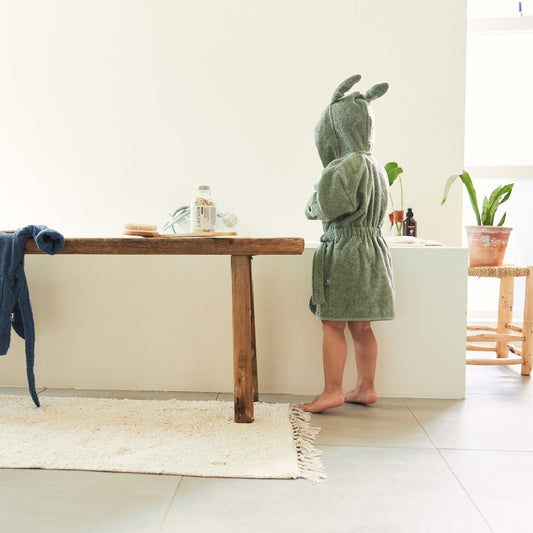 Halat de baie copii din bumbac, Ash Green, Jollein, 1-2 ani