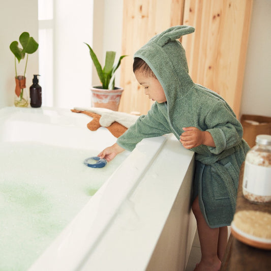 Halat de baie copii din bumbac, Ash Green, Jollein, 3-4 ani