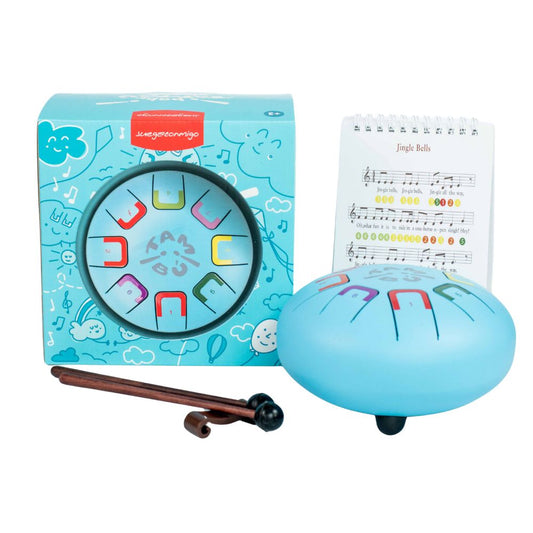 Instrument muzical copii-Tobă metalică, TAMBÚ, Baby Blue, JuegaConmigo, 6"