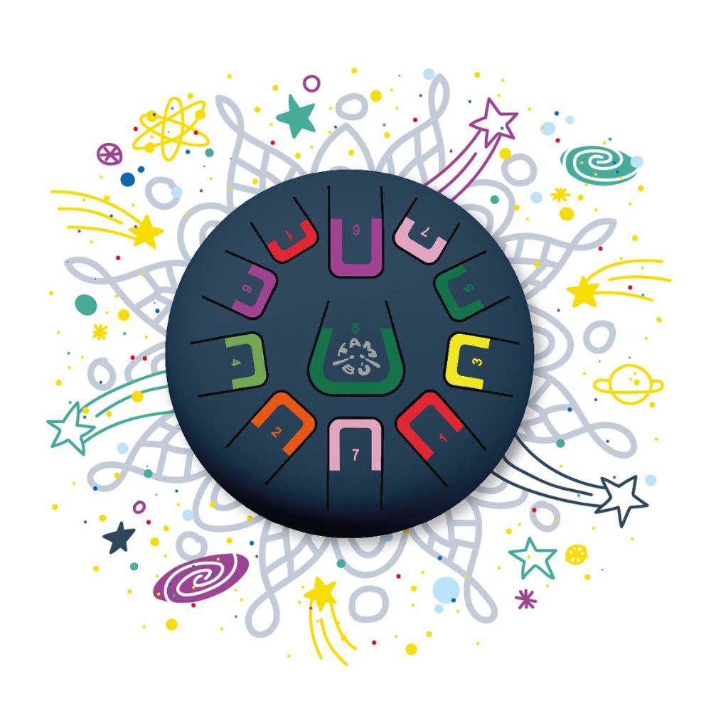 Instrument muzical copii-Tobă metalică, TAMBÚ, Deep Space , JuegaConmigo, 8"