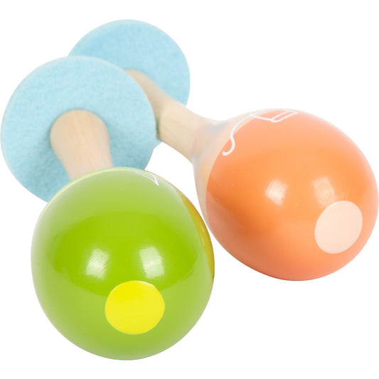Instrumente muzicale, Set 2 Maracas din lemn, Groovy Beats, Small Foot, 12 luni+
