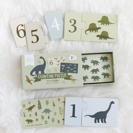 Joc Puzzle, Numărăm cu dinozauri, A Little Lovely Company, 20 piese, 2 ani+