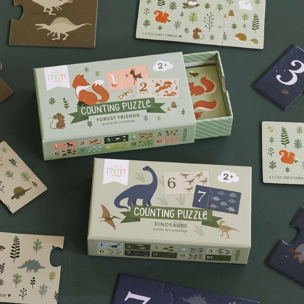 Joc Puzzle, Numărăm cu dinozauri, A Little Lovely Company, 20 piese, 2 ani+