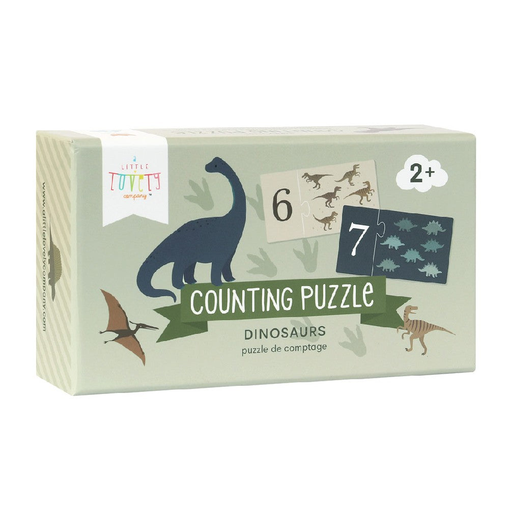 Joc Puzzle, Numărăm cu dinozauri, A Little Lovely Company, 20 piese, 2 ani+