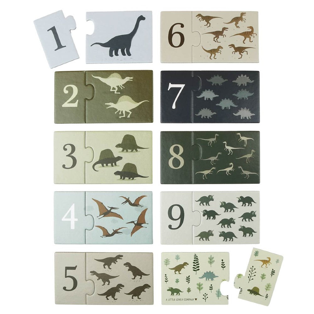 Joc Puzzle, Numărăm cu dinozauri, A Little Lovely Company, 20 piese, 2 ani+