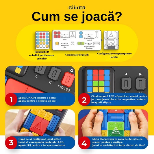 Joc de puzzle electronic de strategie și logică, Super Slide, Roz, GiiKER, 6 ani+