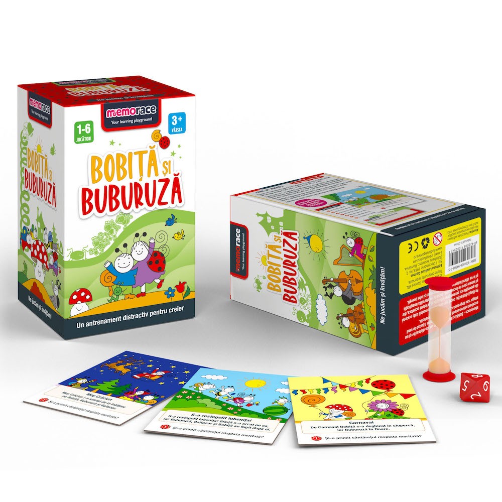 Joc educativ - Bobiță și Buburuză, MemoRace, 1-6 jucători, 3 ani+