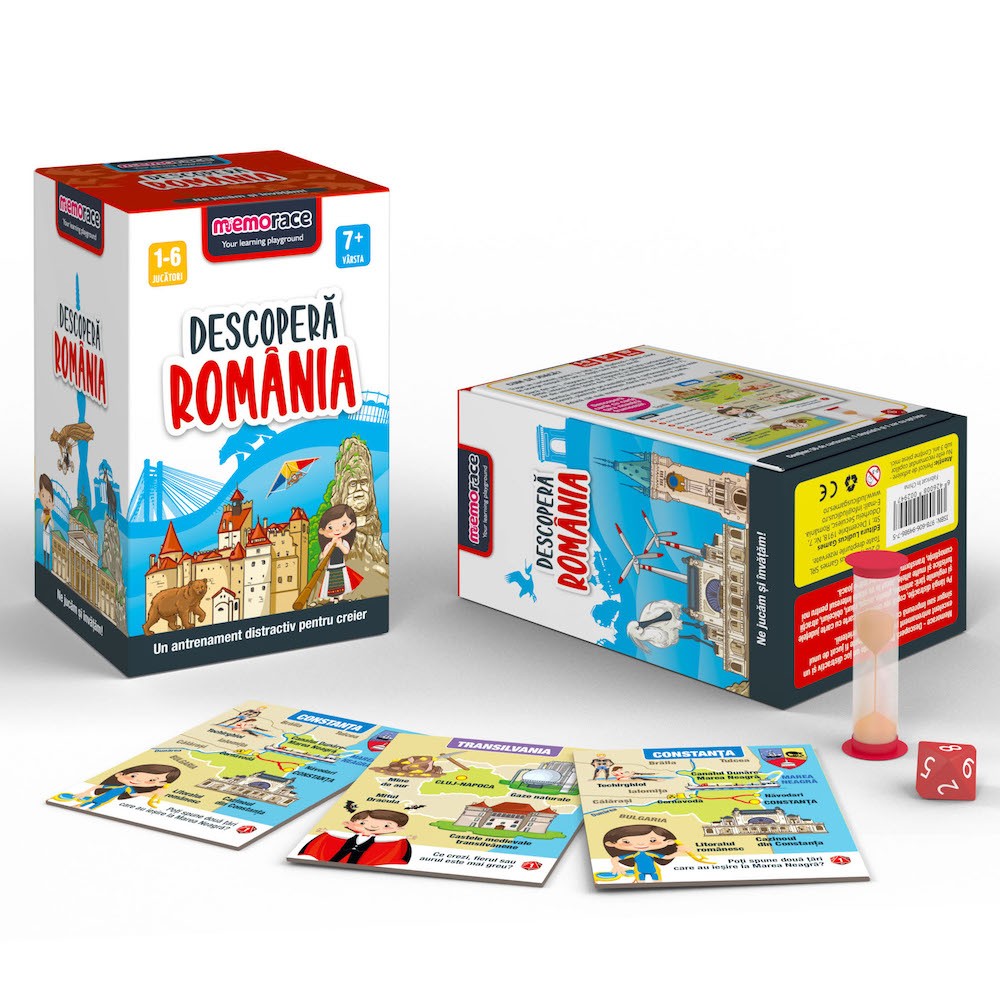Joc educativ - Descoperă România, MemoRace, 1-6 jucători, 7 ani+