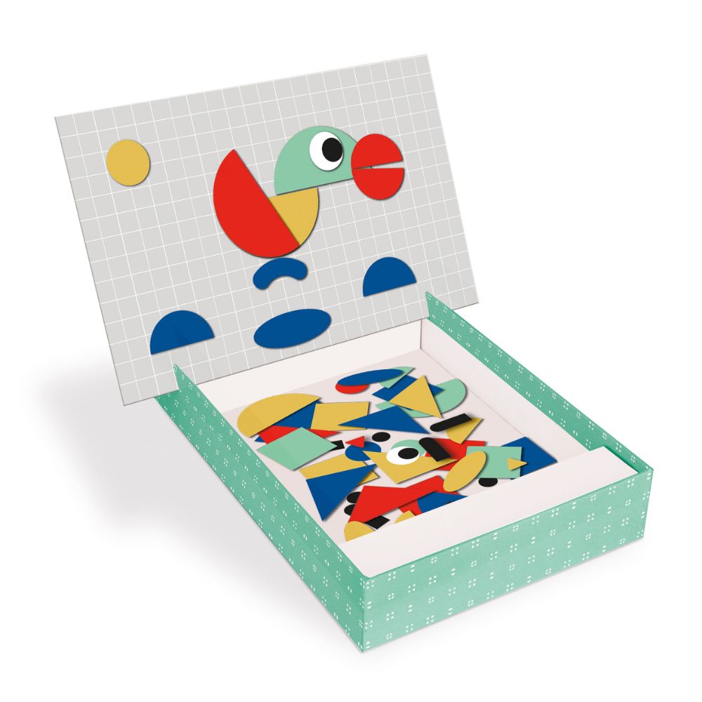 Joc educativ cu piese magnetice, Forme geometrice, 50 piese, APLI, 3 ani+