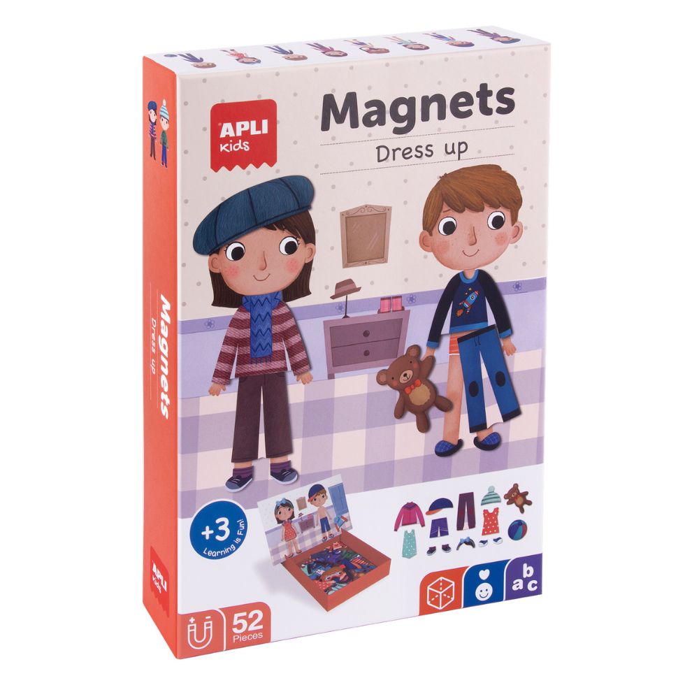 Joc educativ cu piese magnetice,Îmbrăcați personajul, 40 piese, APLI, 3 ani+
