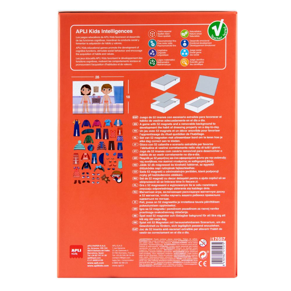 Joc educativ cu piese magnetice,Îmbrăcați personajul, 40 piese, APLI, 3 ani+