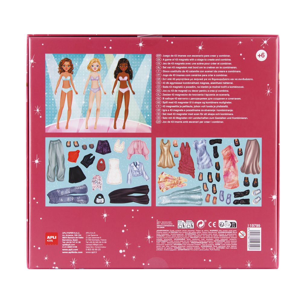Joc educativ cu piese magnetice,Îmbrăcați personajul, Fashion Show, 43 piese, APLI, 6 ani+