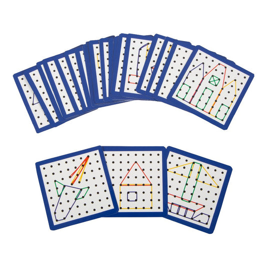 Joc educativ din lemn, Placă Geoboard cu elastice și planșe cu imagini, Small Foot, 3 ani+