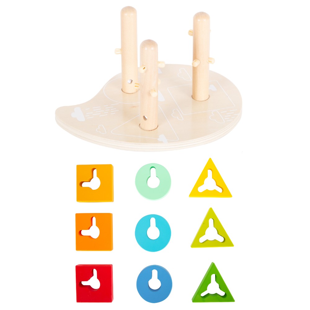 Joc educativ de ajustare a abilităților motorii-Forme și culori-Small Foot, 10 piese, 12 luni+