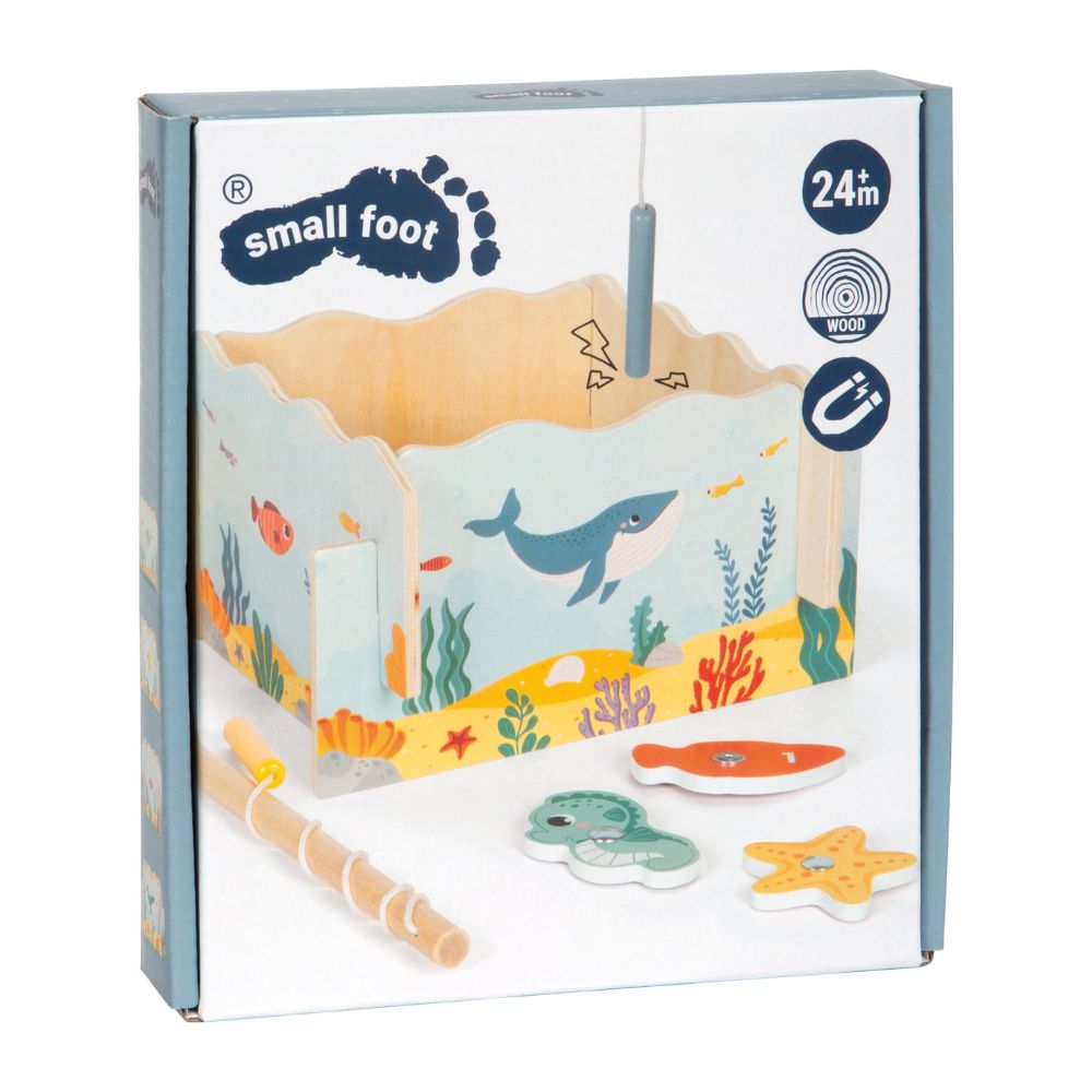 Joc magnetic cu peștișori din lemn pentru copii, Safari, Small Foot, 3 ani+