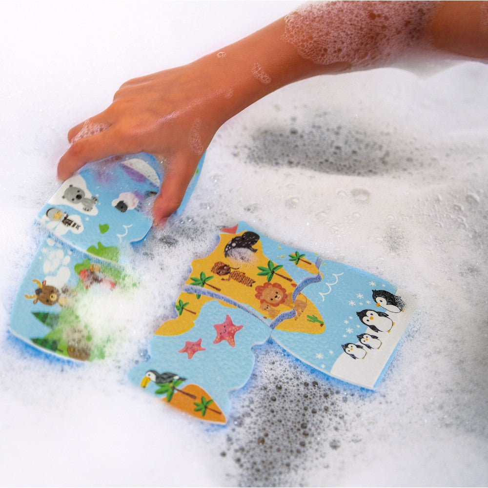 Jucărie de baie - Puzzle Harta Lumii, Janod, 32 piese, 3 ani+