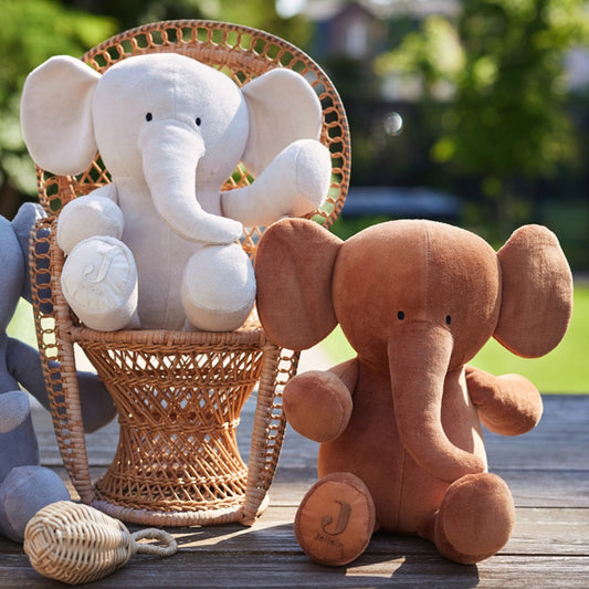 Jucărie de pluș, Micul Elefant, Jollein, Maro, 37 cm, 0 luni+
