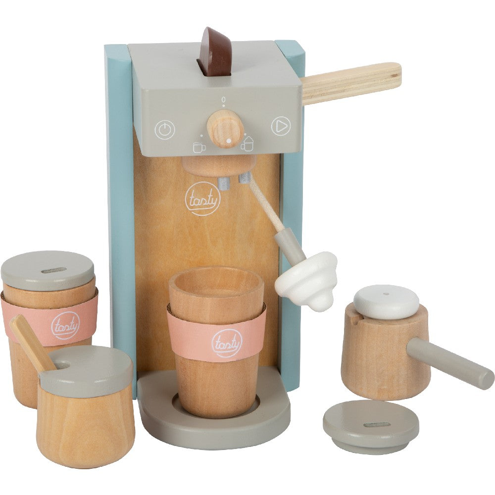 Jucărie din lemn, Cafetieră/Espressor de cafea, Tasty, Small Foot, 13 piese, 3 ani+
