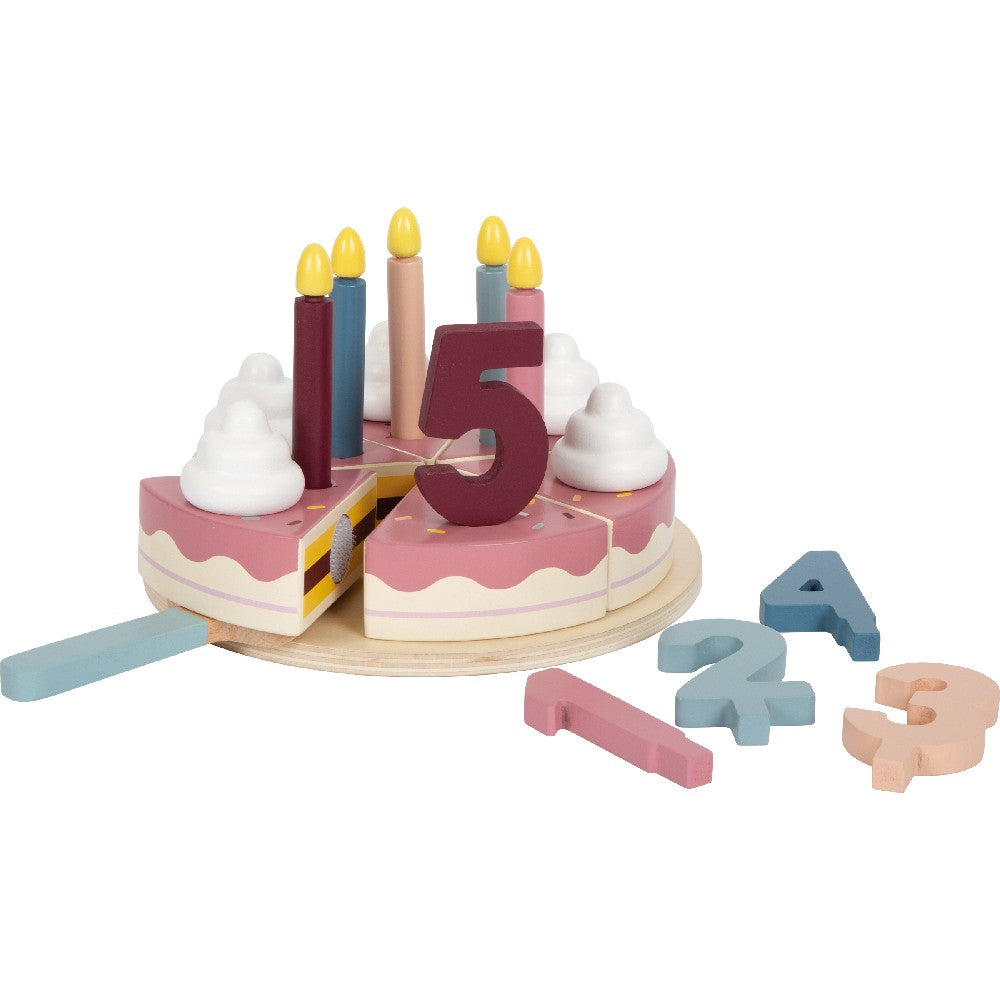 Jucărie din lemn FSC® -Tort aniversar cu decorațiuni, Small Foot, 23 piese, 3 ani+