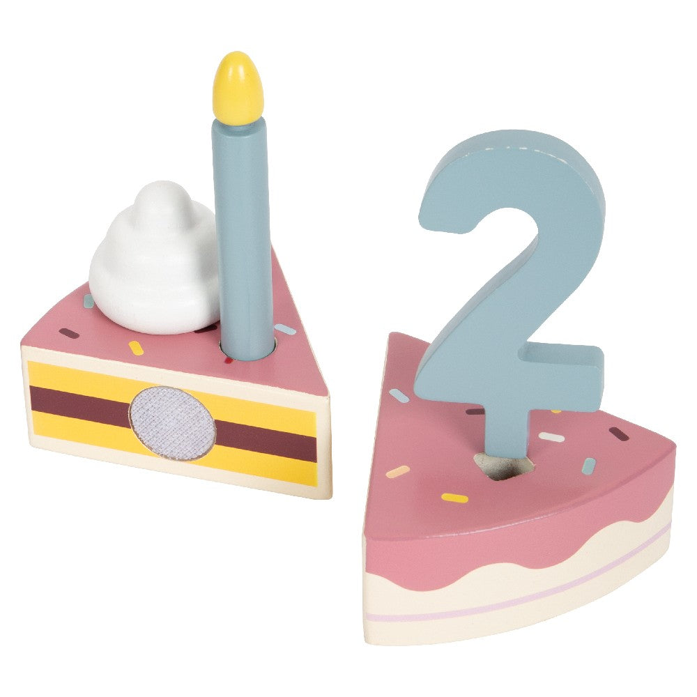 Jucărie din lemn FSC® -Tort aniversar cu decorațiuni, Small Foot, 23 piese, 3 ani+