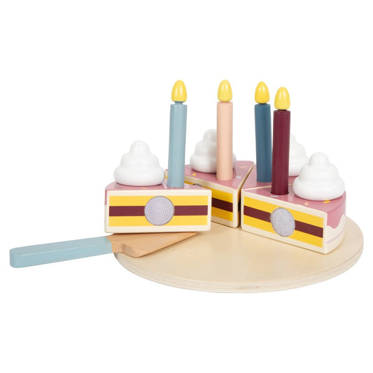 Jucărie din lemn FSC® -Tort aniversar cu decorațiuni, Small Foot, 23 piese, 3 ani+
