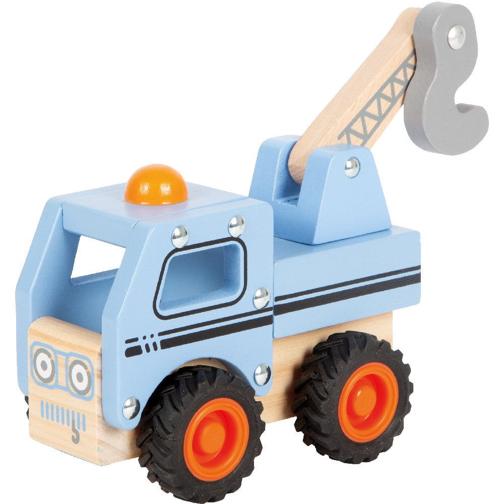 Jucărie din lemn, Mașină de tractare, Small Foot, Albastră, 18 luni+