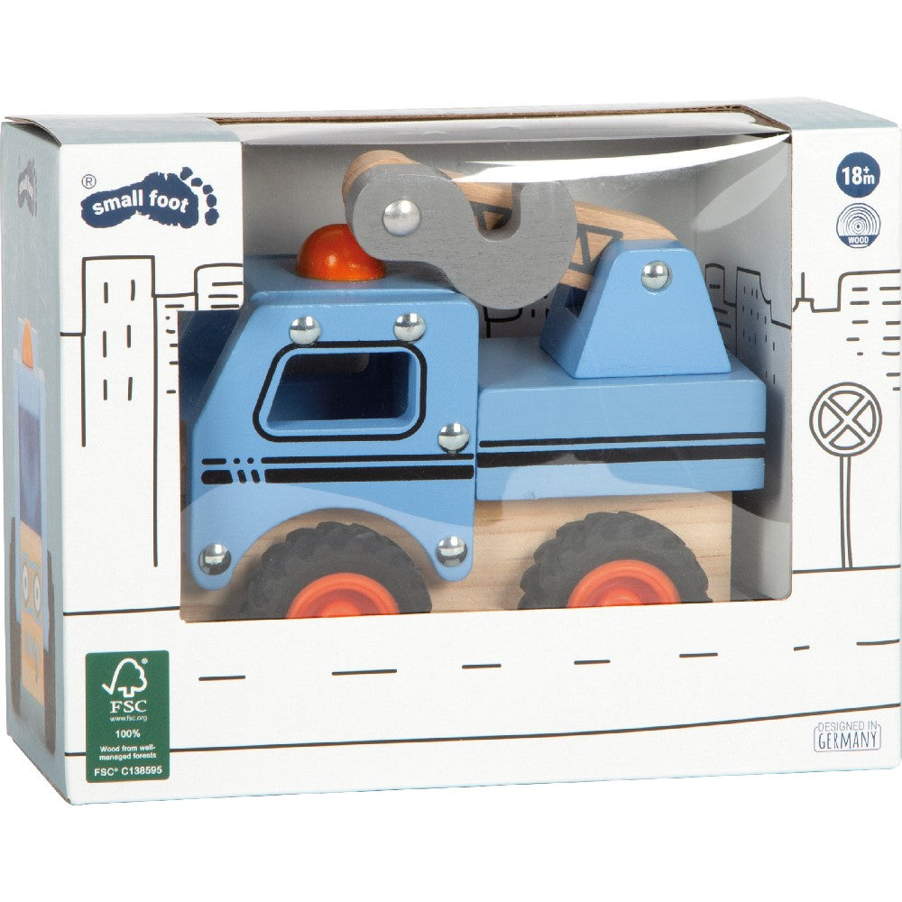 Jucărie din lemn, Mașină de tractare, Small Foot, Albastră, 18 luni+