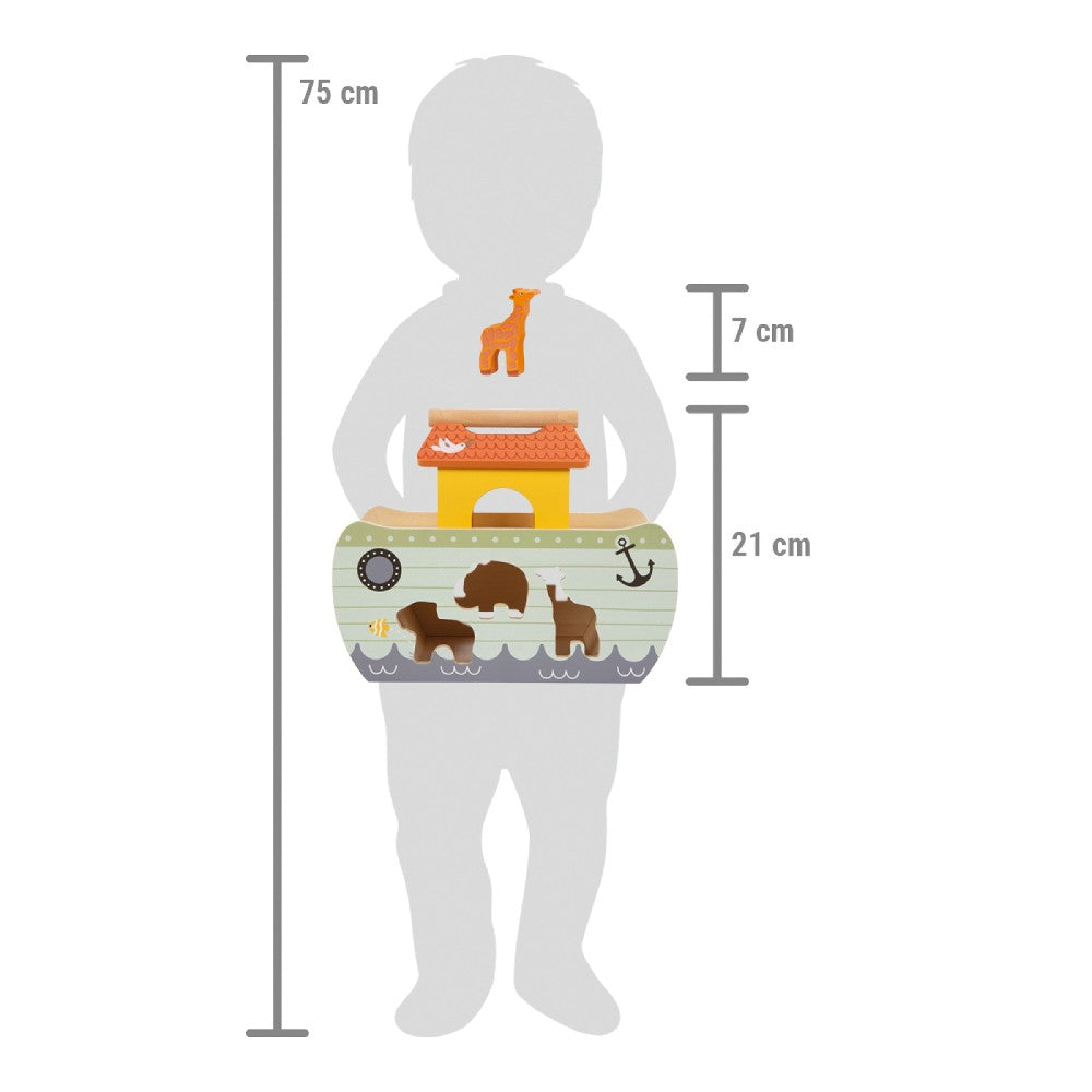 Jucărie educativă, Arca lui Noe din lemn, Sortarea animalelor, Small Foot, 16 piese, 12 luni+