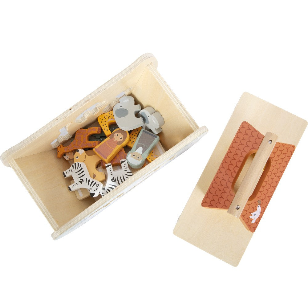 Jucărie educativă, Arca lui Noe din lemn, Sortarea animalelor, Small Foot, 16 piese, 12 luni+