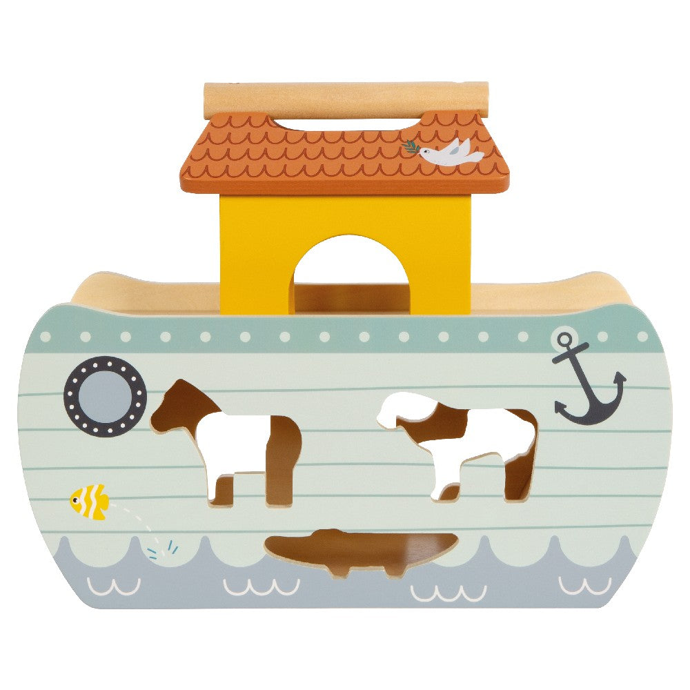Jucărie educativă, Arca lui Noe din lemn, Sortarea animalelor, Small Foot, 16 piese, 12 luni+