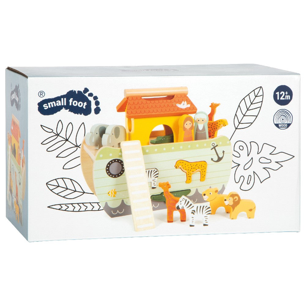 Jucărie educativă, Arca lui Noe din lemn, Sortarea animalelor, Small Foot, 16 piese, 12 luni+