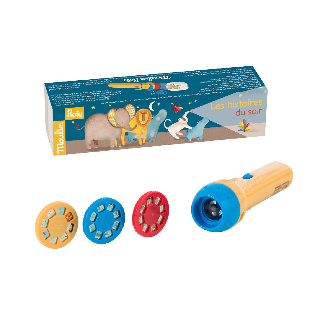 Jucărie interactivă copii, Lanternă cu diapozitive și povești, Moulin Roty, 3 ani+