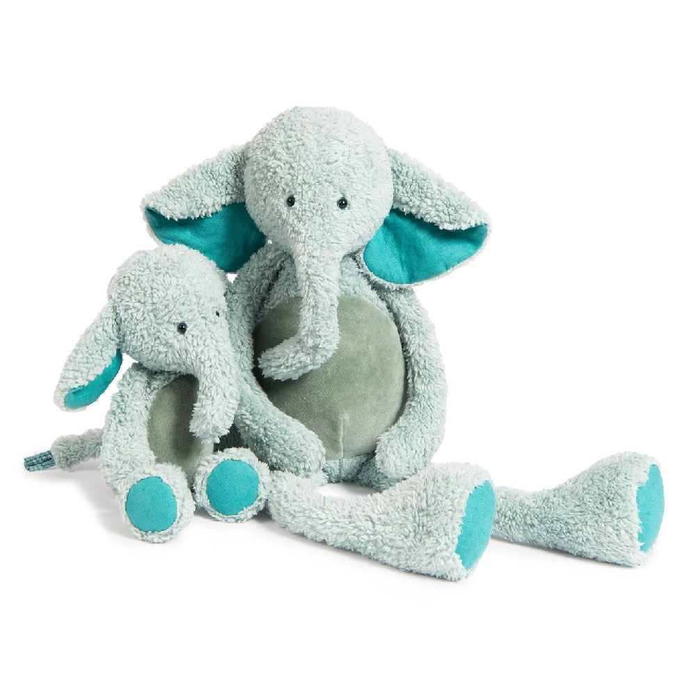 Jucărie moale de pluș, Micul Elefant, Moulin Roty, Albastru, 0 luni+