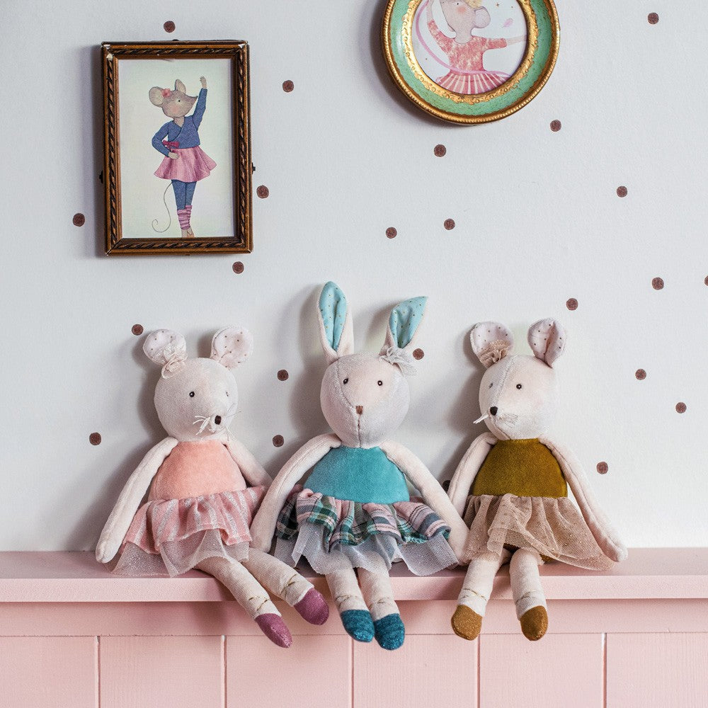 Jucărie moale de pluș, Micuța balerină Iepuraș, Moulin Roty, Roz, 0 luni+