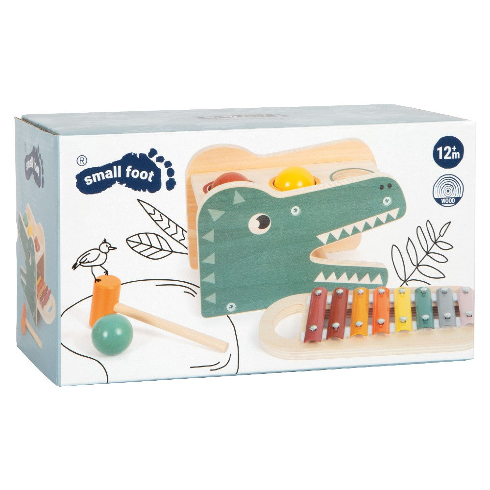 Jucărie muzicală - Xilofon cu ciocan și bile din lemn, Safari, Small Foot, 12 luni+