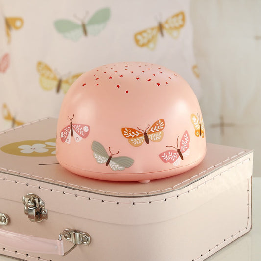 Lampă cu proiector multicolor, Fluturași, A Little Lovely Company, 3 ani+