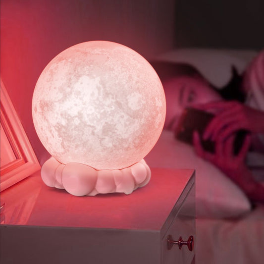 Lampă de veghe & Boxă portabilă, Lună cu efect multicolor, MOB Paris