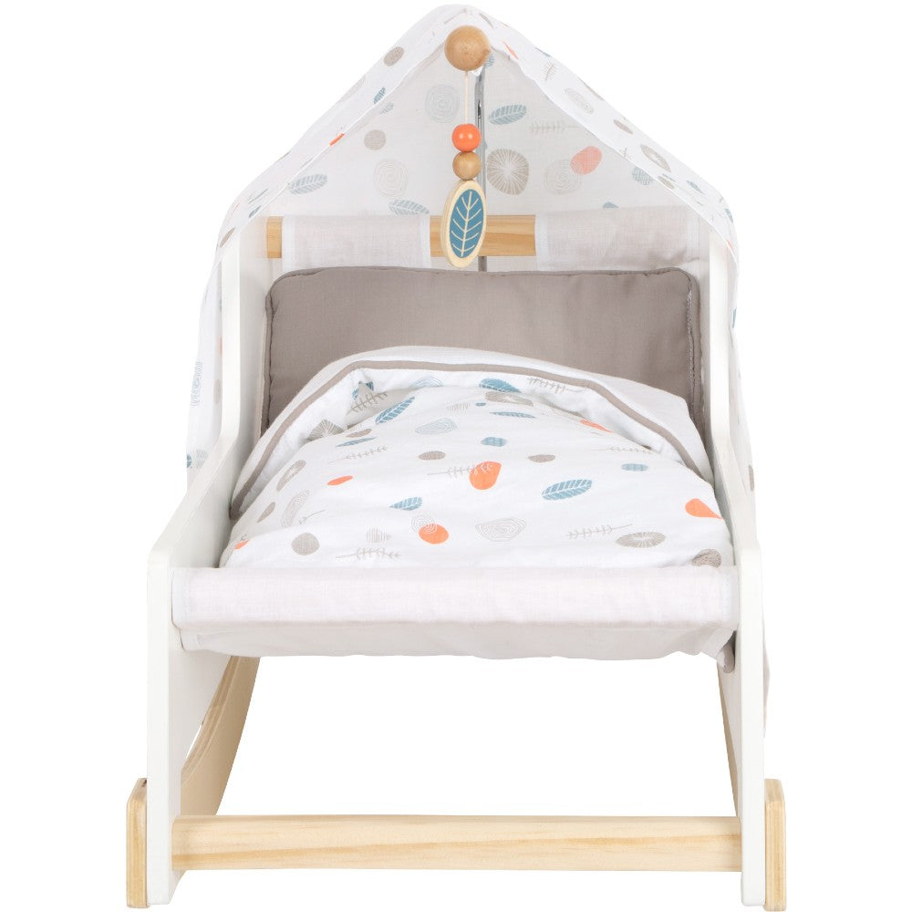 Pătuț - leagăn pentru păpuși din lemn cu accesorii, Small Foot, 3 ani+