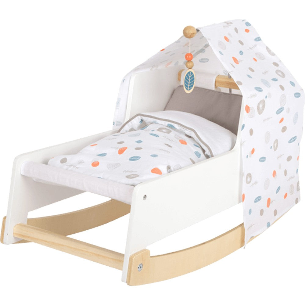 Pătuț - leagăn pentru păpuși din lemn cu accesorii, Small Foot, 3 ani+