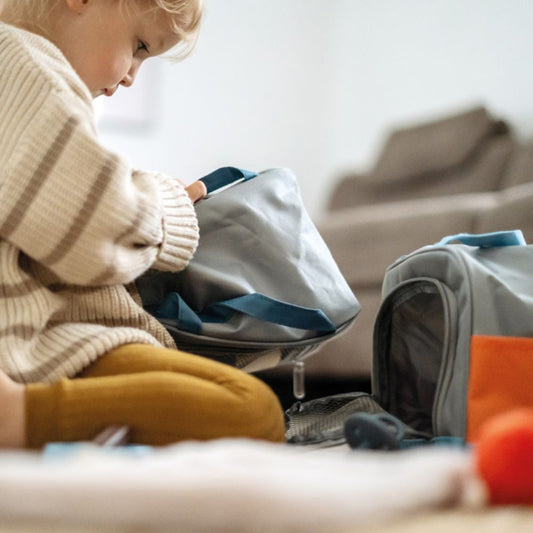 Pisicuță de pluș cu geantă de transport și set de îngrijire, Small Foot, 14 piese, 2 ani+