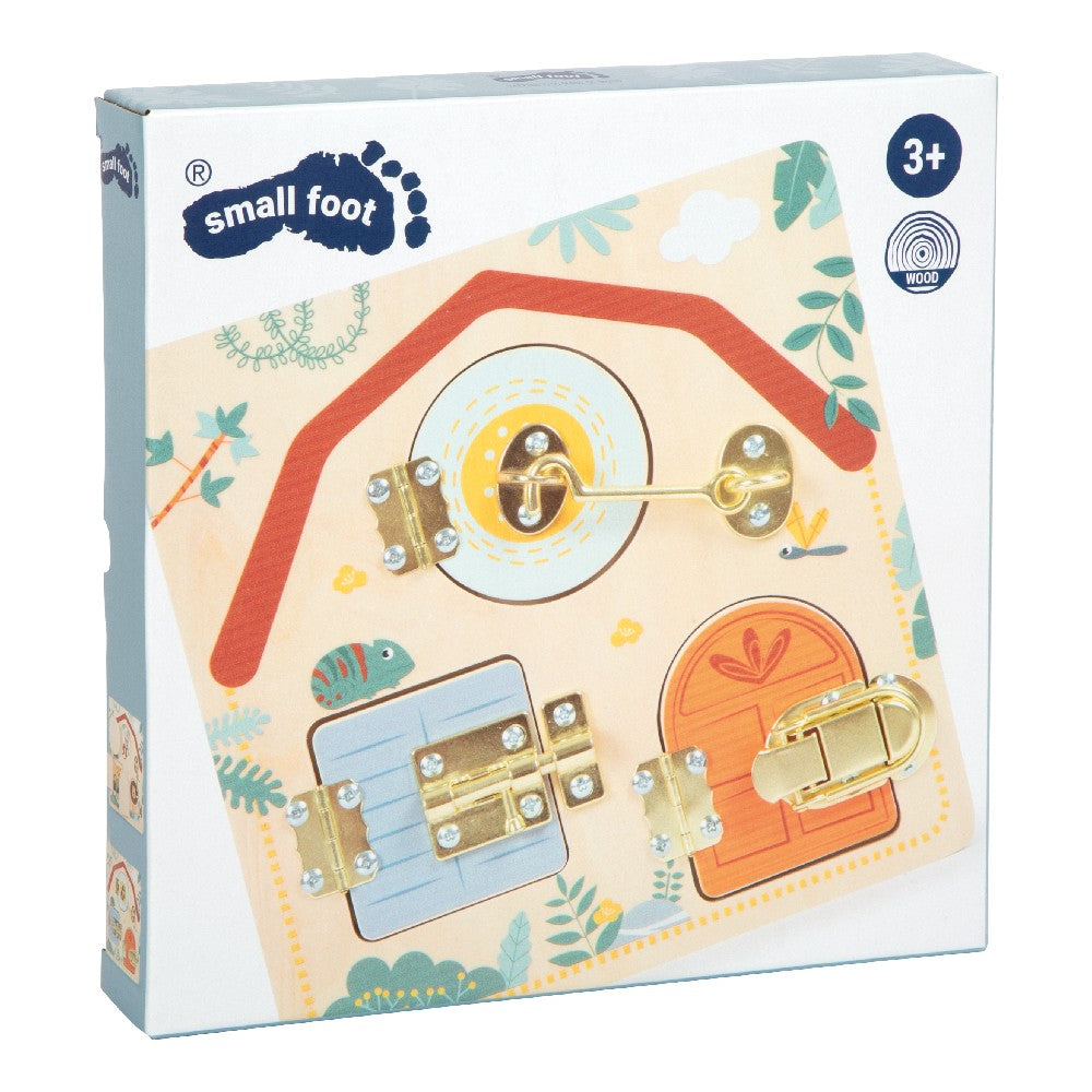 Placă senzorială cu încuietori, Safari, Small Foot, 3 ani+