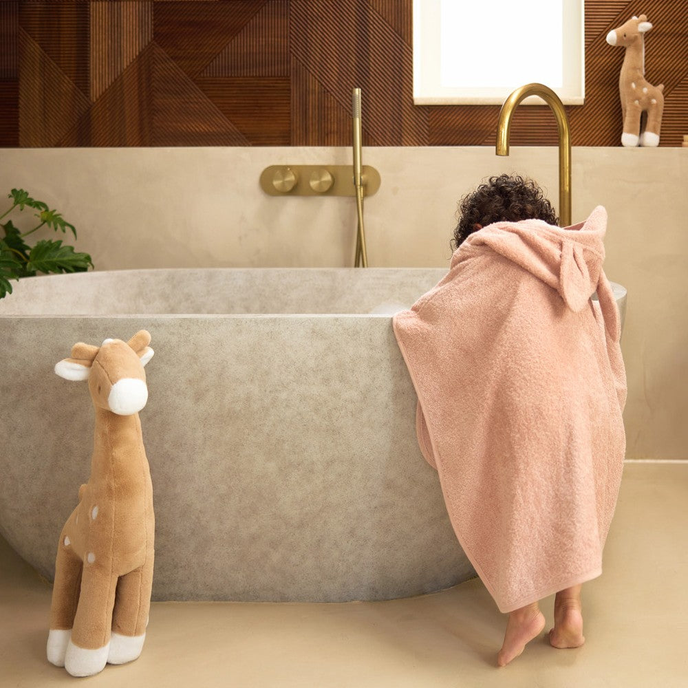 Poncho de baie copii din bumbac, Pale Pink, Jollein, 75x75 cm