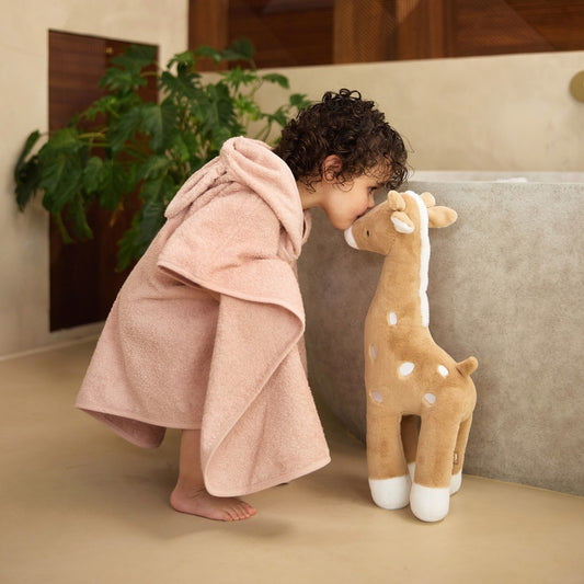 Poncho de baie copii din bumbac, Pale Pink, Jollein, 75x75 cm