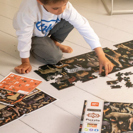 Puzzle-Animalele pe cale de dispariție, Savana, 200 piese, 100x30 cm, APLI, 6 ani+