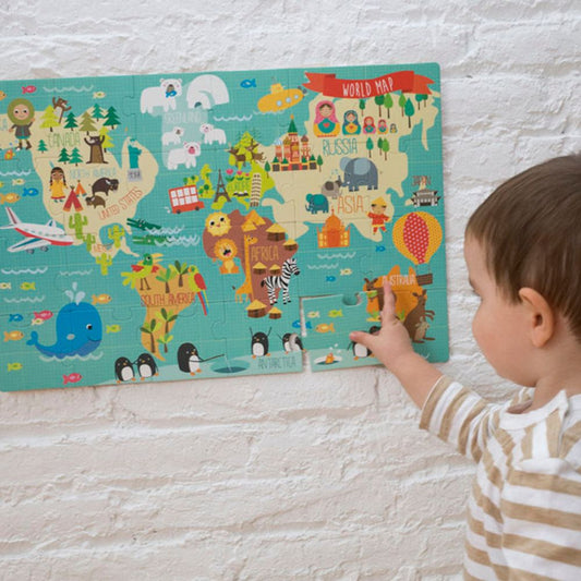 Puzzle Harta Lumii, 24 piese, 48x32 cm, Apli, 3 ani+